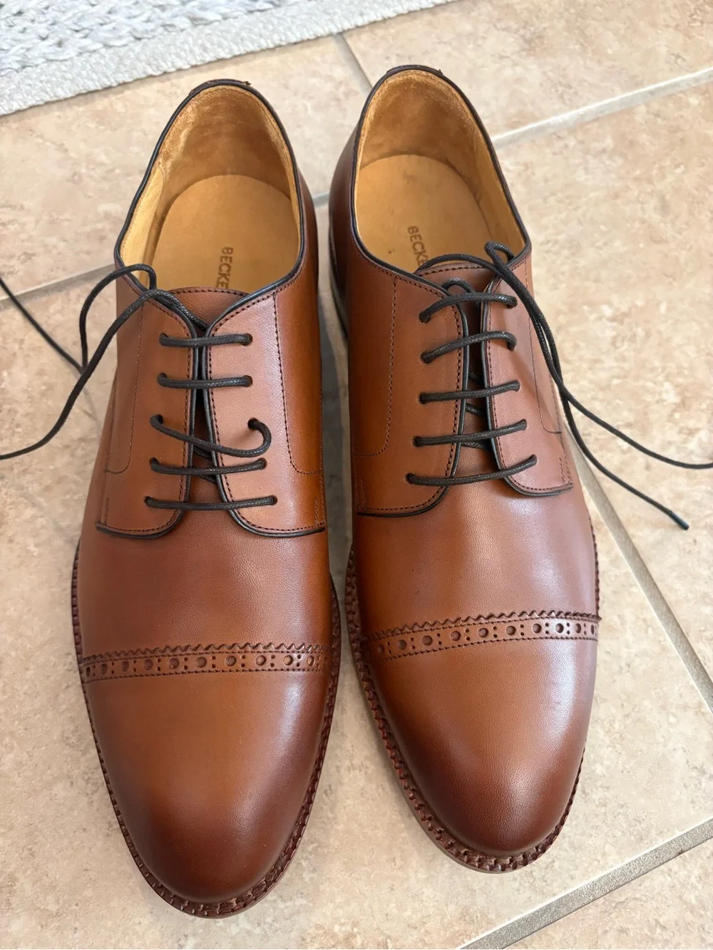 Beckett Simonon Brown Leather Cap-Toe Oxfords